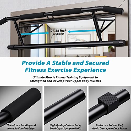 JX FITNESS Klimmzugstange Türrahmen Pull Up Bar mit Rutschfesten Griffen Klappbars Trainingsgerät für Heimturnhalle, Ohne Schrauben/Bohren – Ansicht 6