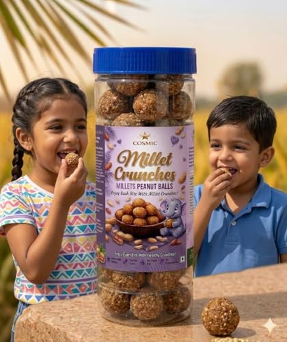 Image of Cosmic Millet Crunches Peanut Balls | Healthy Multi Millet Snack for Kids & Adults | Sweetened with Natural Jaggery | Crunchy Peanut Balls | Rich in Fibre | 80g