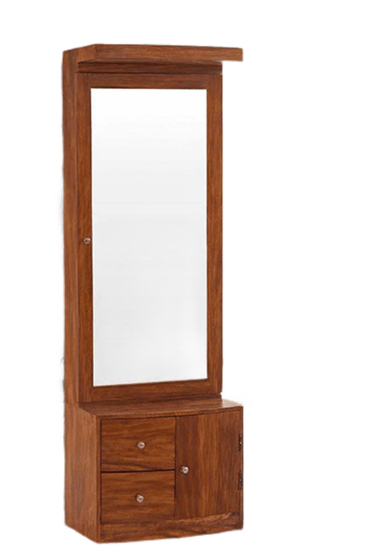 Solid Wood Dressing Table with Mirror Wooden Makeup Vanity Table with 2 Drawer and 1 Door Storage Furniture for Bedroom Living Room Home (Honey Finish)