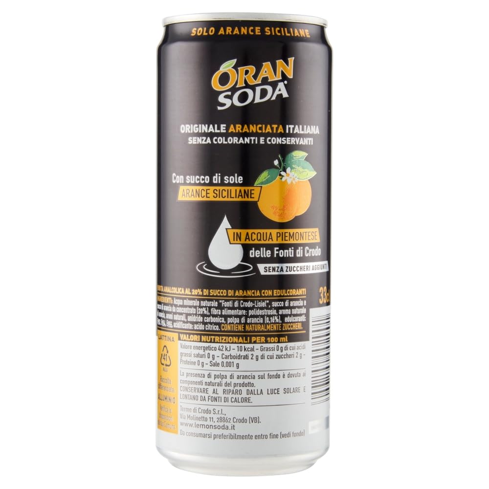 Italian Gourmet Testset bibite Zero Arancia Limone Softdrink Mix 48 x 33cl | Spritzig ohne Zuckerzusatz, gusto agrumi, lattine pratiche da servire, Gesamtnettogewicht 15,84 L + Kostenlos Polpa 400g