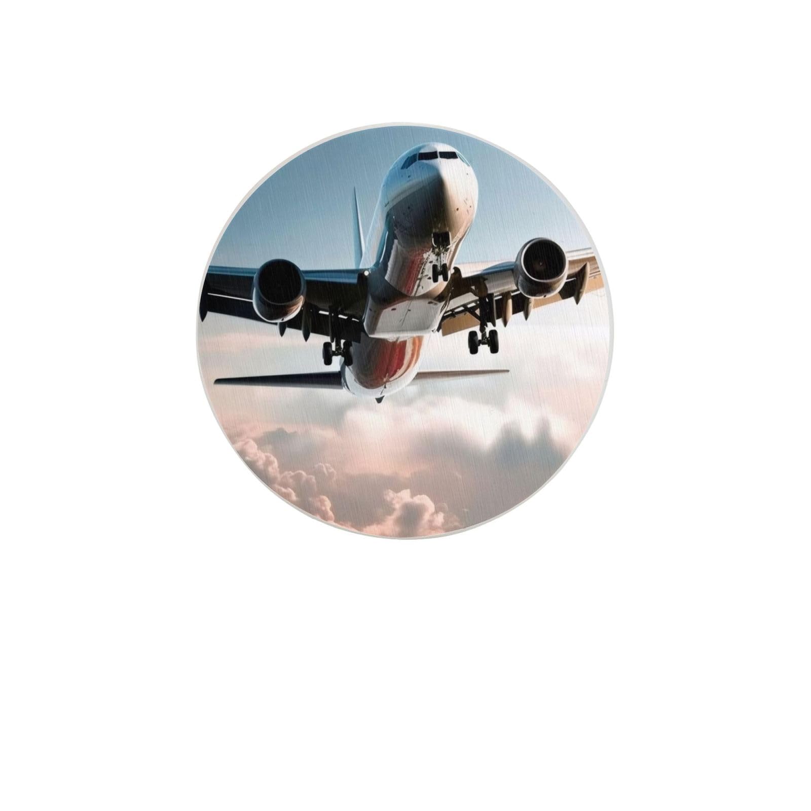 Airplane Art Absorbent Drink Coasters Diatomaceous Round Coaster 4 Inch Reusable Cup Coasters Set 4pc