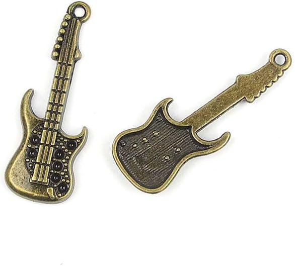 Jewelry Making Charms VT087 Electric Guitar Ancient Bronze Retro Findings Bulk Pendant for Necklace Bracelets