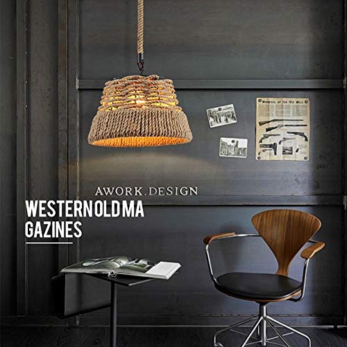 Lustre rustic à tête unique en corde tressée de style américain