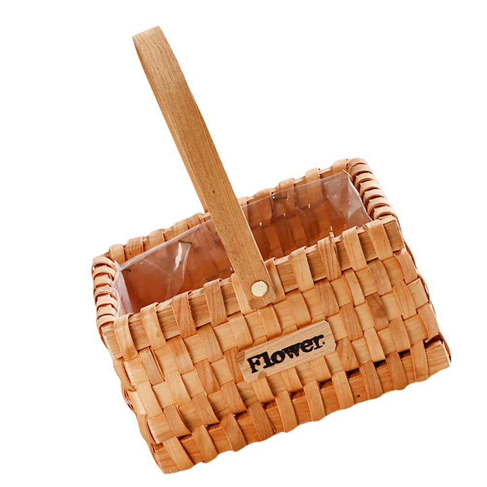 Happyyami Wooden Basket Simple Basket Decor Hand Weaving Lid Home Decor