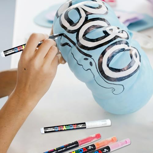 اقلام طلاء اكريليك 24 لون - اقلام تحديد اكريليك بطرف فرشاة ناعمة، اقلام طلاء اكريليك مقاومة للماء سريعة الجفاف للقماش والخشب والمعدن والسيراميك والحجر والبيض والطلاء الصخري والحرف الفنية التي تصنعها