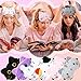 Wesiti 12 Pcs Sleepover Party Favors for Women Girls, 6 Cute Plush Sleep Eye Mask and 6 Spa Headband Washing Face Bow Makeup Headbands Cat Eyeshade for Sleepover Birthday Pajama Party Supply Gift