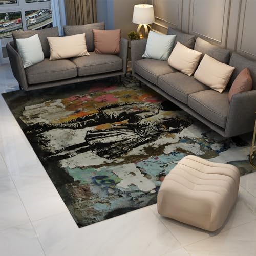 Tapis graffiti de rue à poil bas sous canapés et ultra résistant - 3