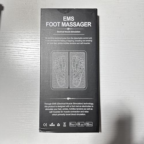 Fussmassagegerät EMS, Fußmassagegerät Elektrisch mit 8 Modi und 19 Intensitäten, Faltbares und Tragbares Elektrisches Fußmassagegerät für Die Durchblutung Muskelschmerzen Linderung für den Heim