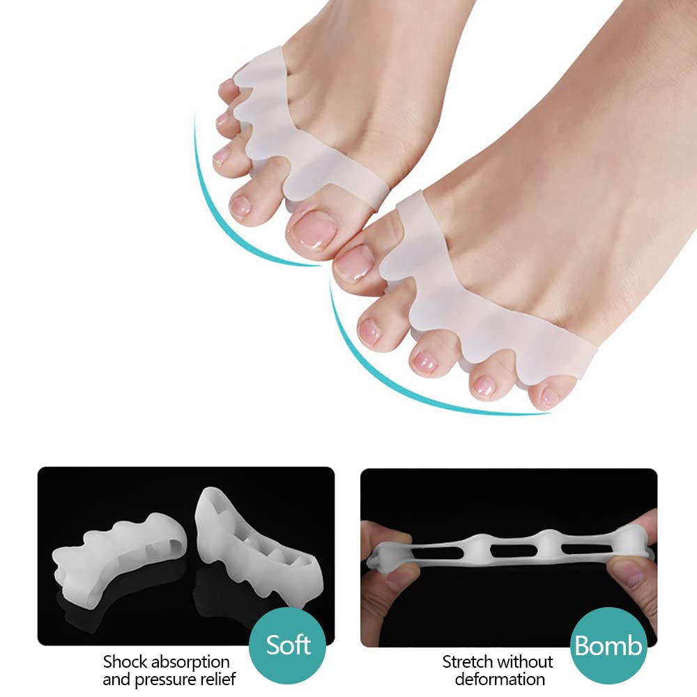 Separador dedos pie silicona Dedo martillo corrector 2 pares para adultos ancianos Alivio dolor pies