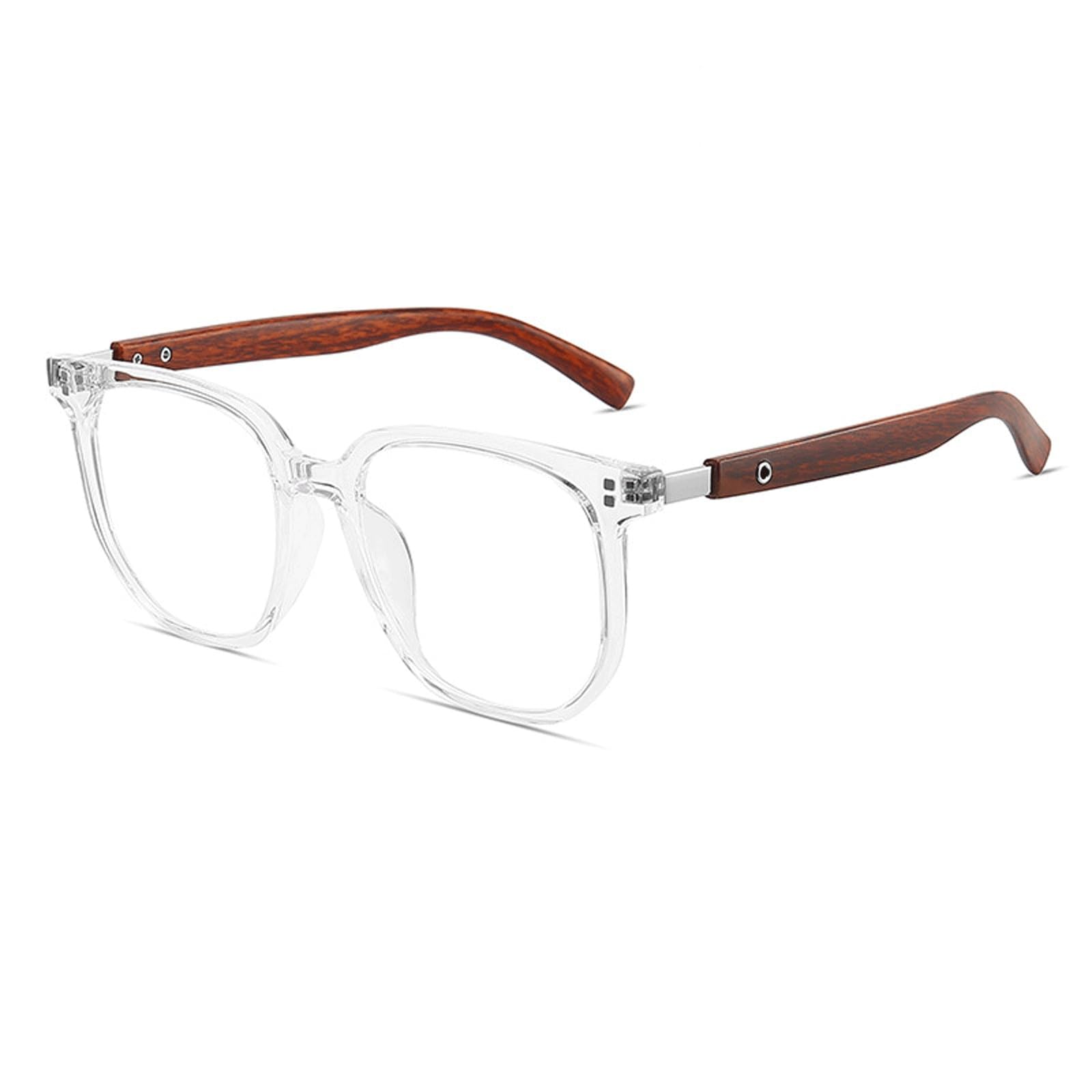 Gafas cuadradas sin receta de montura completa con patillas de madera clara