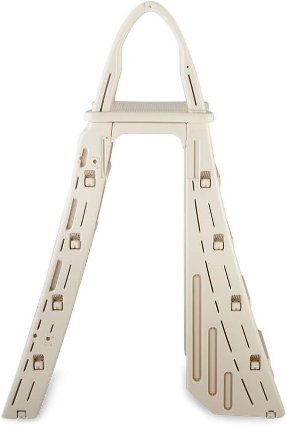 Confer Plastics 7200 Roll Guard 48-56 Inch A Frame Safety Above Ground Outdoor Patio Swimming Pool Platform Ladder Steps, Warm Gray : Patio, Lawn & Garden