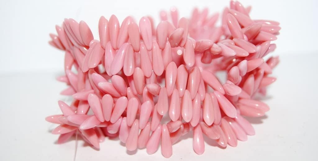 600 pcs Dagger Pressed Glass Beads, Turquoise (63130), Glass, Czech Republic, Size 3 x 11 mm (0.12 x 0.43 in)
