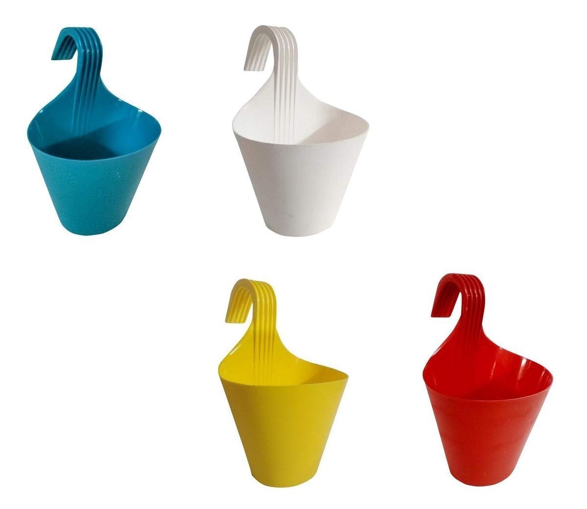 MOMS GADGETS Hanging Planters/Railing Flower Pots/Railing Flower pots for Balcony/Outdoor Flower Stand/Flower Stand/Flower Pot Stands (Multicolour Set of 4) (B07VT8NP7P) Amazon Price History, Amazon Price Tracker