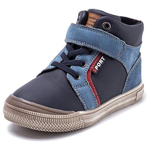 Ahannie Boys Leather Ankle Boots, Kids Adjustable Classic Side Zipper High-Top Trainers (Size : 11 UK Child, Color : Navy) Cover