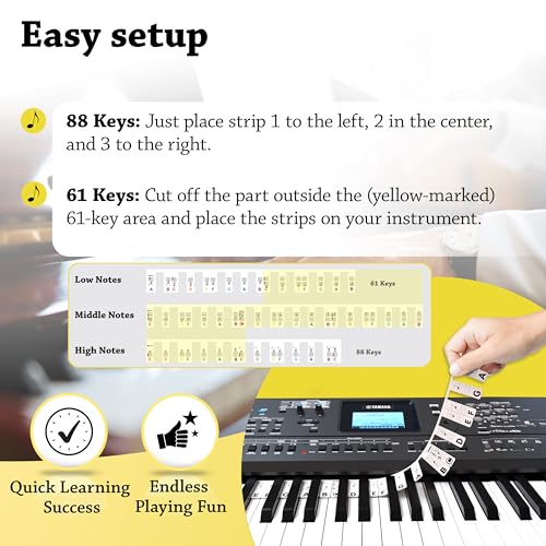 image for Belfort Removable Piano Stickers - Reusable Silicone Strips - Note Lab