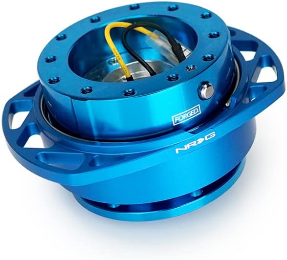NRG Innovations NRG-SRK-257BL-BL Kit de adaptador de liberación rápida para volante Gen 2.0, cuerpo azulanillo de recorte azul 6x70mm y patrón de