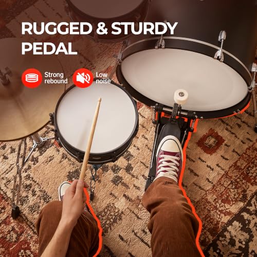 Image of ARCTIC CRONOS 22 inch 5 Piece Acoustic Drum Kit - Black | with Cymbals, Drum Throne, Hardware & Drum Sticks | Complete Drum Set for Beginners, Adults & Professional Drummers