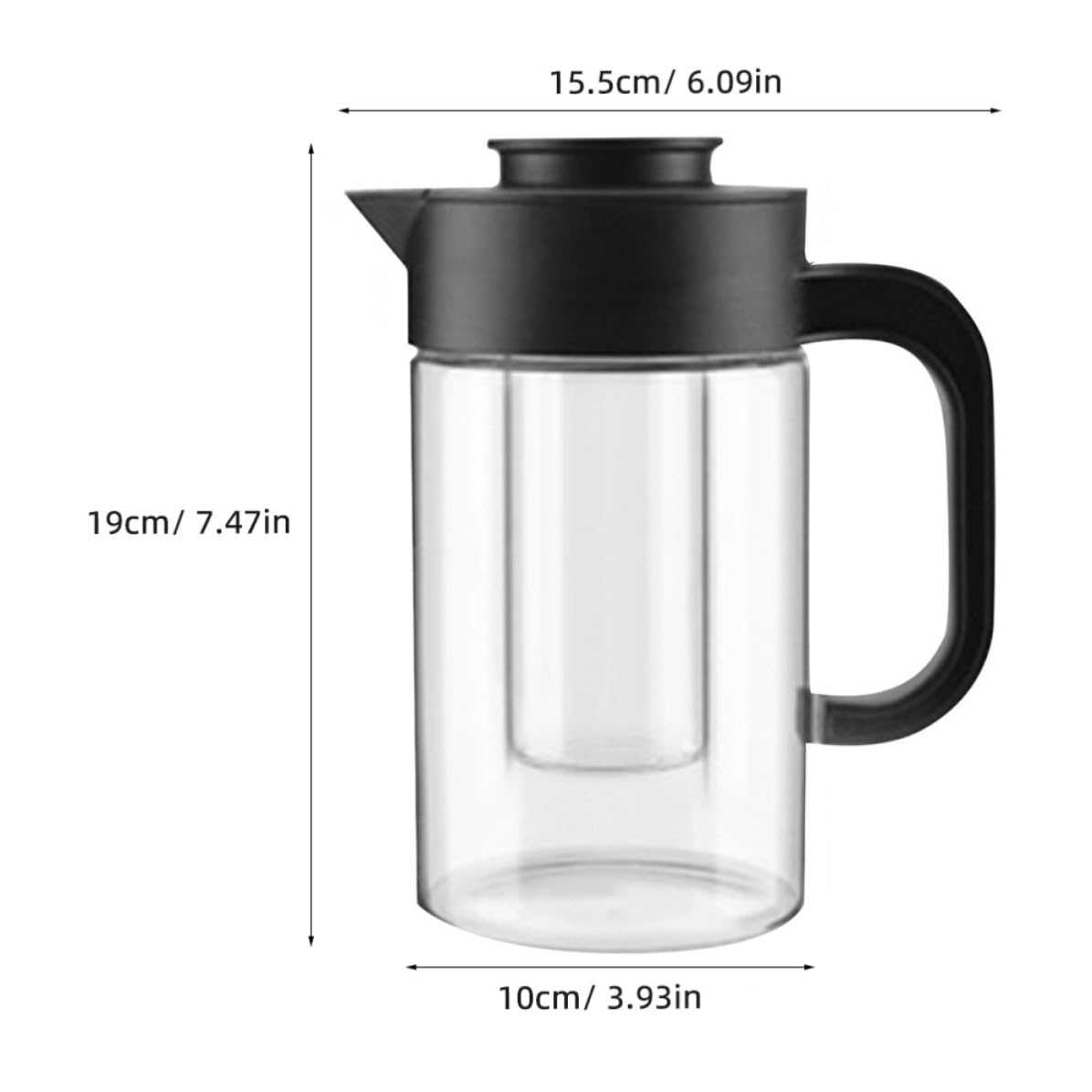 Mobestech Jarra de Agua de Vidrio Jarra de Agua Negro 20℃ a 150℃ Vidrio y Plástico Resistente a Fugas Golpes y Jugo