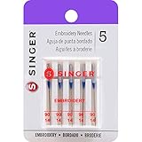 SINGER 04728 Universal Embroidery Sewing Machine Needles, Size 90/14, 5-Count