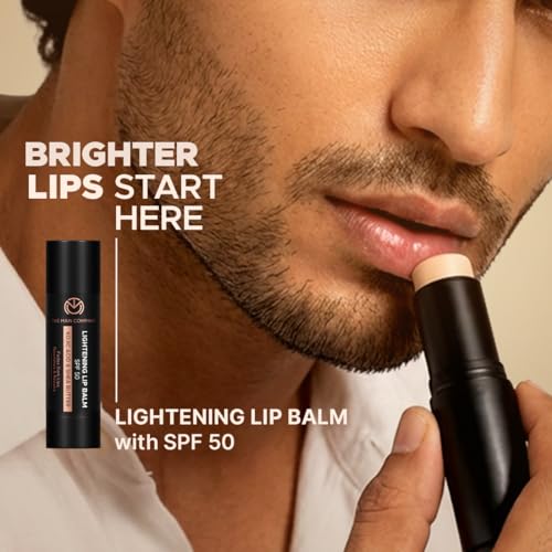 Image of The Man Company Lightening Lip Balm| For Man | Brightens Lips | Non Tinted | Sun Protection with SPF50 | Hydrates | Fades Lip Pigmentation | Kojic Acid & Shea Butter| For Dry Lips