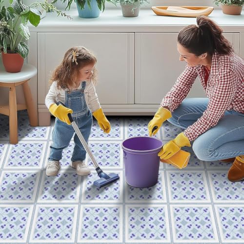 Image of Moroccan Tile Stickers | Waterproof Self Adhesive Peel & Stick Tile Decals for Kitchen Backsplash, Bathroom Wall, Floor, Furniture & Glass (8x8 Inch, Design 19, 36 Pic)