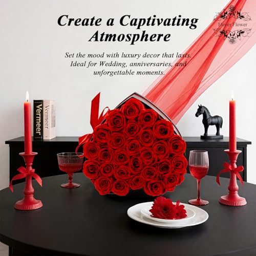 27 Forver Preserved Flowers in a Heart Box, Flowers for Her,Eternal Roses Flowers for Delivery Prime, Flowers Birthday Gifts for Women Mom Grandma Wife - Red - Image 7