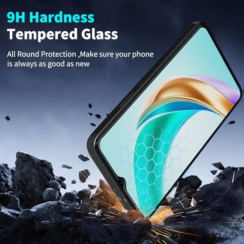 Didisky 2 Pack Tempered Glass Screen Protector with 2 Pack Camera Lens Protector for HONOR X6b, 9H, Easy to Install, Scratch-Resistant, HD