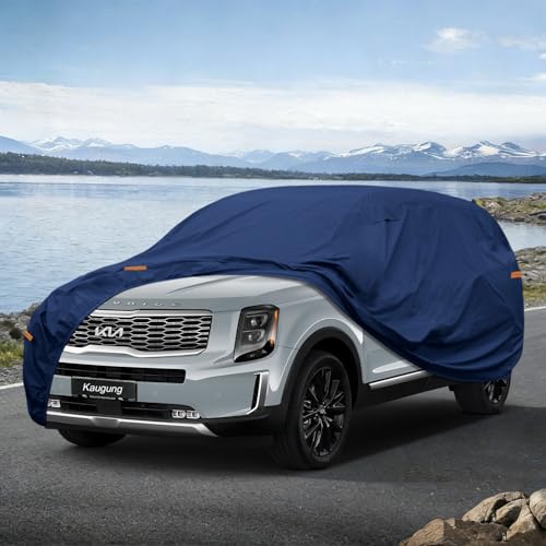 Image of Kaugung Custom Fit SUV Car Cover for Kia Telluride (2016-2026), Heavy Duty Waterproof All Weather Outdoor Protection, Breathable Full Exterior Cover with Vent, Rain Sun Snow UV Proof