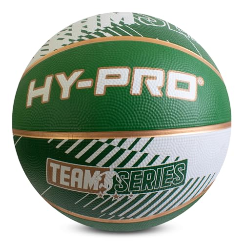 Hy-Pro Basketball Size 7, Team Series, Green/White, Basketball Ball with Durable Rubber Compound, High Bounce