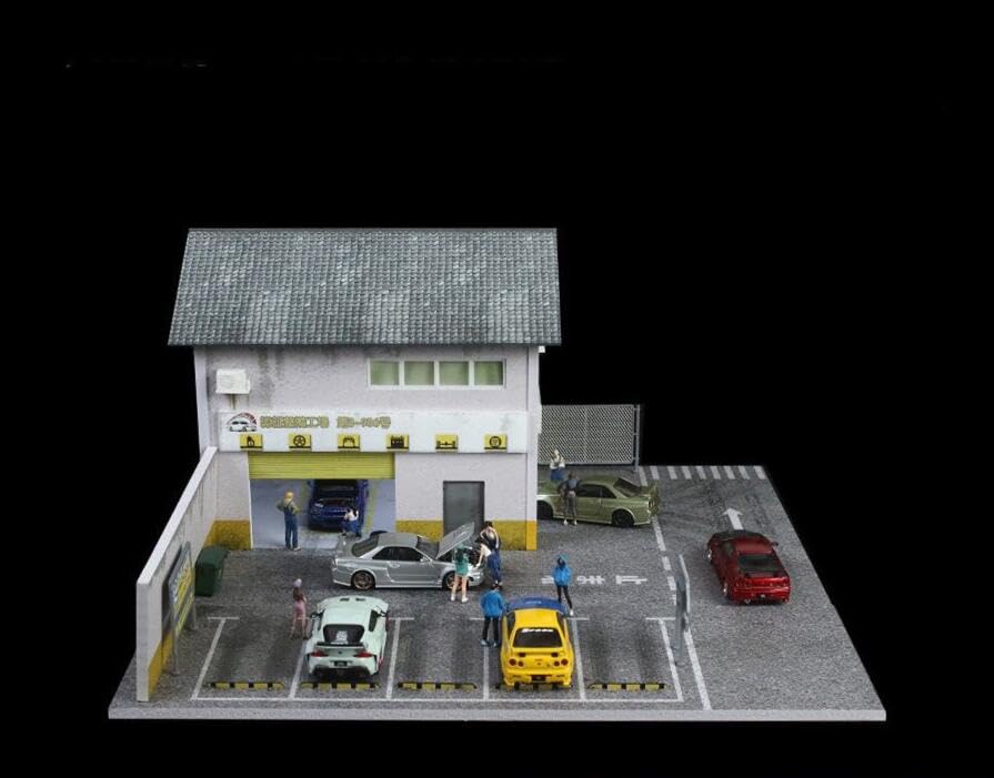 Amazon | MOMOAO 工場 駐車シーン付き 1/64 ジオラマ 車両展示シーン