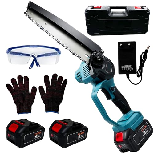VOLTIX Mini Motosega a Batteria 8 Pollici, Potente Motosega Brushless per Potatura con 2 Batterie Ricaricabili, motosega Elettrica da Giardinaggio con Pompetta Olio, Ideale per Potatura Alberi e Tagli