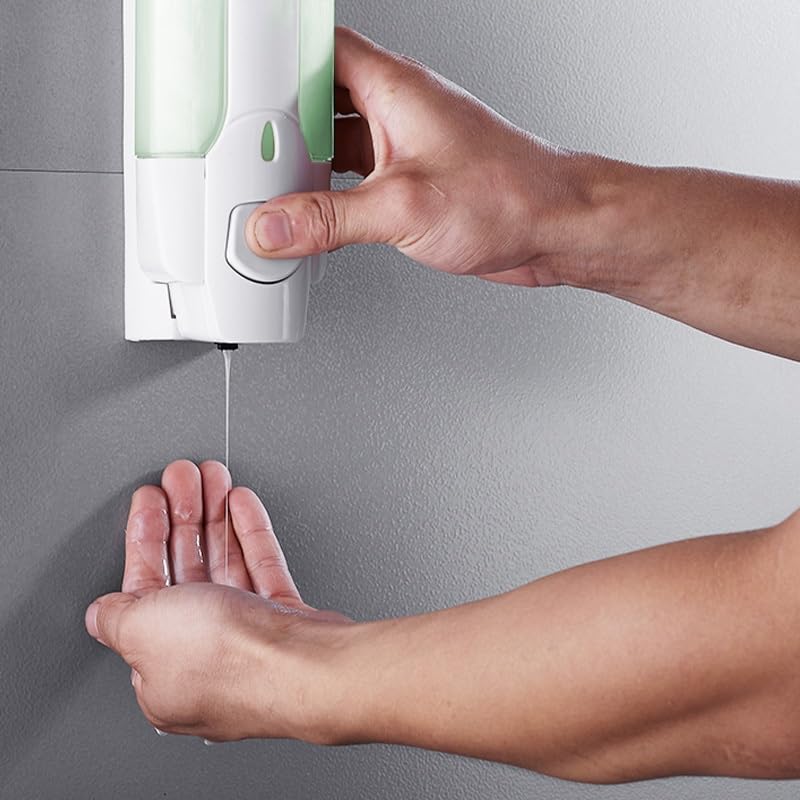 Badezimmer-Seifenspender zur Wandmontage, weißer Handseifenspender, Pressflasche, 350 ml