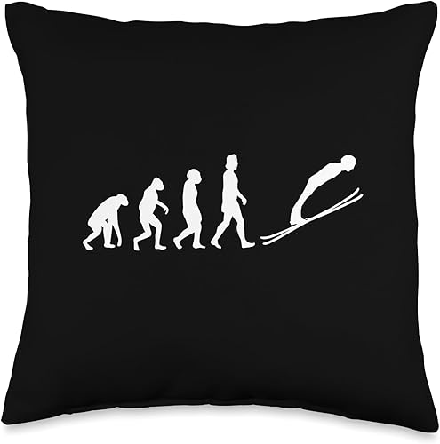 Evolution Ski Jumping Throw Pillow, 16x16, Multicolor