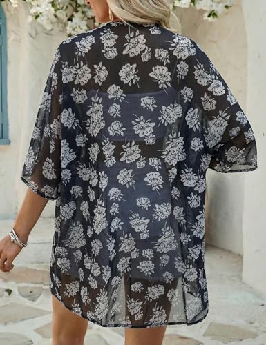 Image of Chunoy Women Short Sleeve Chiffon Kimono Beach Swimsuit Cover Up