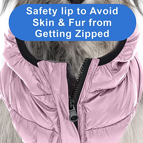 Pawtitas Reversible Dog Coat Windproof A Cold Weather Dog Puffer Vest - Orchid/Grey Zip Up Dog Jackect For Large Dogs - Image 3