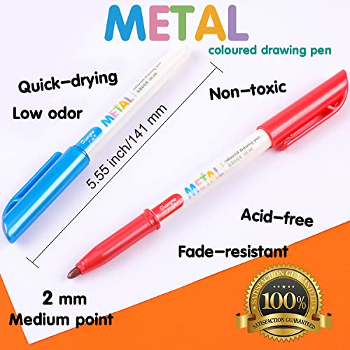 Sunshilor Metallic Markers Medium Point Metallic Marker Pens For Black Paper, Art Rock Painting, Easter Egg, Halloween Pumpkin, Card Making, Signature, Graffiti, Craft, Set Of 12 #TOP2