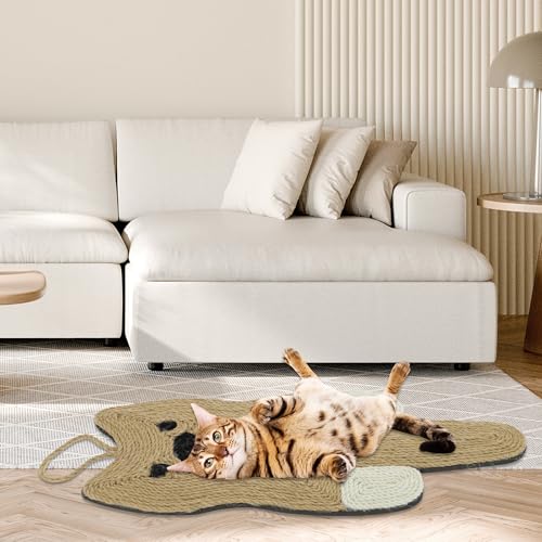CAPASTEC Almohadilla Rascadora para Gatos con Patrón De Gatos Alfombra Rascadora Horizontal para Uso En Interiores Y Exteriores Protector De Muebles para Sofás De Pared 45X20cm Color Caqui - imagen 7