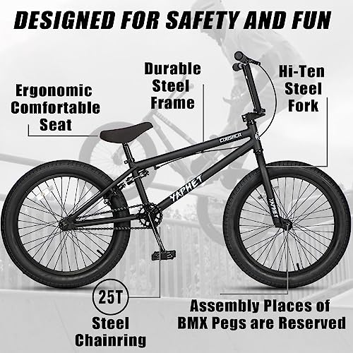 Freestyle BMX Bike, 20 Inch Yaphet Bicycle for Teen Beginner