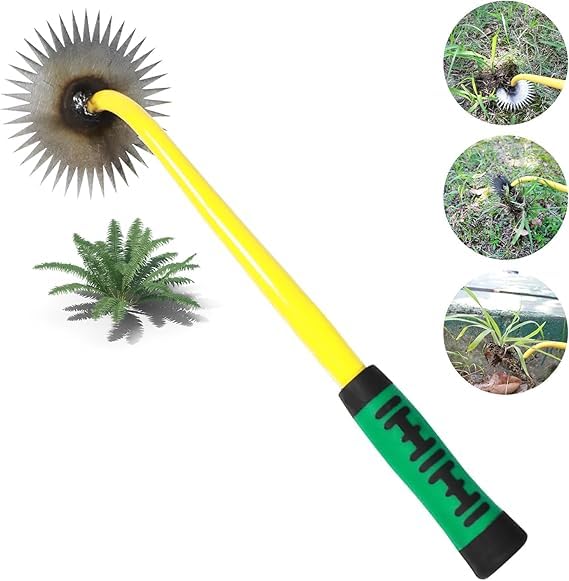 Sarchiatore con manico in plastica a forma di girasole, in acciaio al manganese, con design ergonomico per la manutenzione del giardino resistente, artefatto per diserbo in piedi, strumento manuale