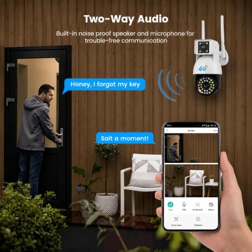 Image of DDLC 6MP 4G SIM Dual Lens Outdoor PTZ CCTV Camera | 360 Rotation | Color Night Vision | Smart Auto Tracking | Two-Way Audio | Wireless Security with V380 Pro App (4G Dual Lens PTZ)