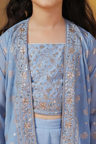 Image of Fashion Dream Girls Georgette Embroidered Palazzo Set|Kids Ethnic Wear|sharara set for girls|Indo Western Set