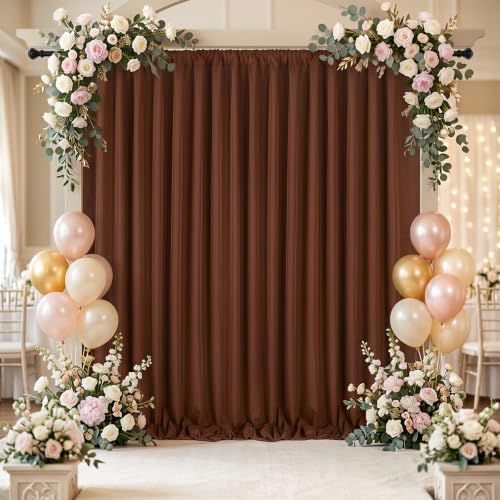 Image of SoarDream Polyester Brown Backdrop Curtains - 5ft x 10ft 2 Panels Elegant Wedding Party Photography Backdrop for Events Portraits