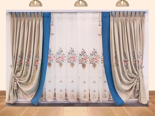 PEKRU 10x8ft Fabric Vintage Room Inside Backdrop, Elegant Curtain Photography