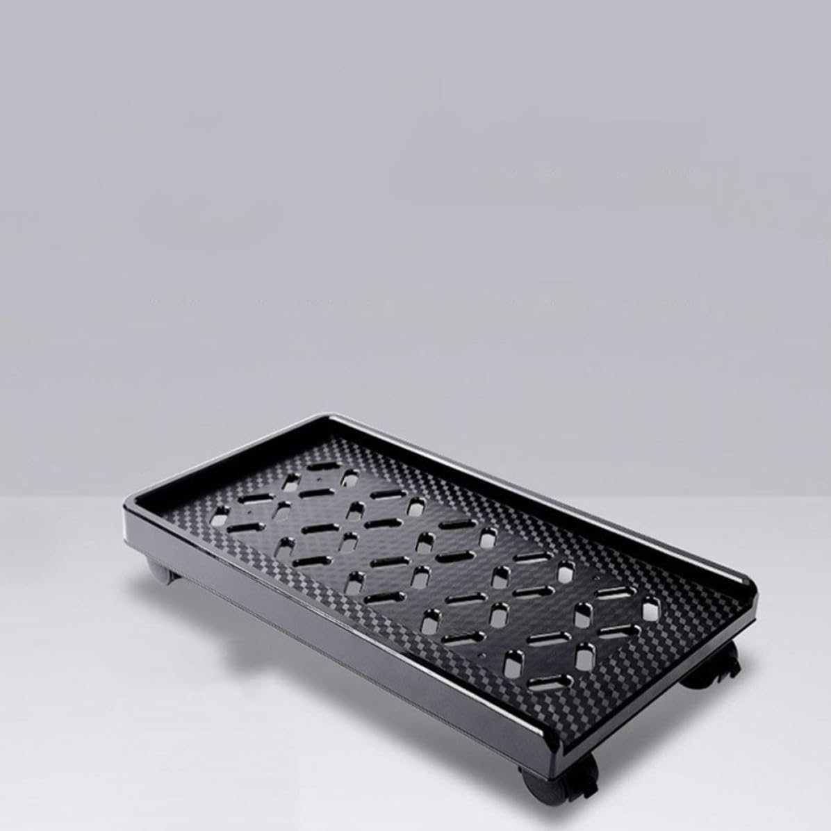 VANZACK Soporte Rodante y Columna Reforzada para CPU con Diseño de Esquinas Redondeadas y Ruedas con Freno, Base de Abs con 5 Orificios Radiantes para Oficina