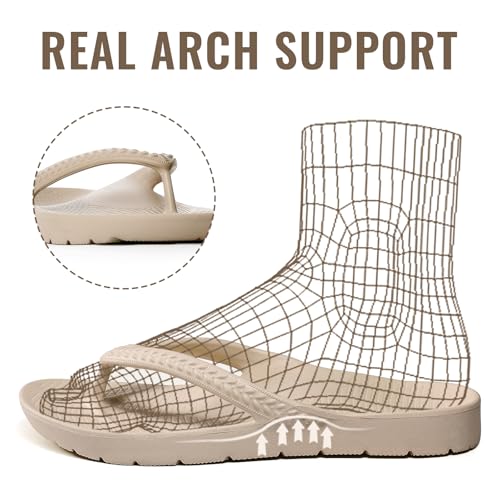 Image of Litfun Women's Arch Support Flip Flops for Plantar Fasciitis Orthopedic Thong Sandals Comfortable Summer Beach Pool Slides