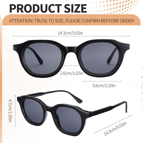Retro 70S Vintage Sunglasses Unisex 2 Pairs Lightweight Small Round Orange Gray Tinted Trendy Sun Glasses for Women Men2