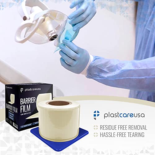 Clear Barrier Film Roll 4"X6" - Protective Dental Barrier Film For Dental, Medical, Tattoo - Perforated Adhesive Barrier Tape Sheets (1 Box Of 1200 Sheets) By Plastcare Usa #TOP3