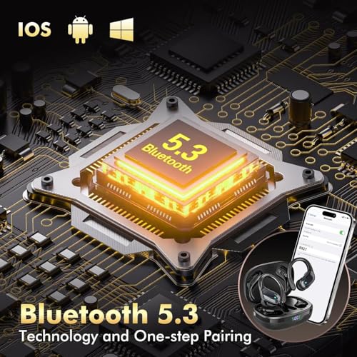 HAOYUYAN Wireless Earbuds, Sports Bluetooth Headphones, 80Hrs Playtime Ear Buds with LED Power Display, Noise Canceling Headset, IPX7 Waterproof Earphones for Workout/Running - 4