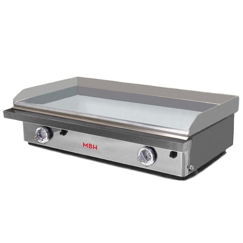 MBH - Plancha à gaz industrielle 800 x 400 mm en chrome dur pour hôtellerie Fry Top pour cuisine professionnelle pour bar et restaurant