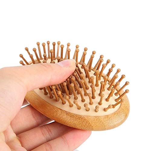 Hair Pig Brush, Wood Bristle Hair Brushs, No Handle Design, Easily Put In Your Carry-On Cosmetic Bag, Round Wood Pins Anti-Static Protect Scalp And Hair， Mini Hair Brush #TOP5